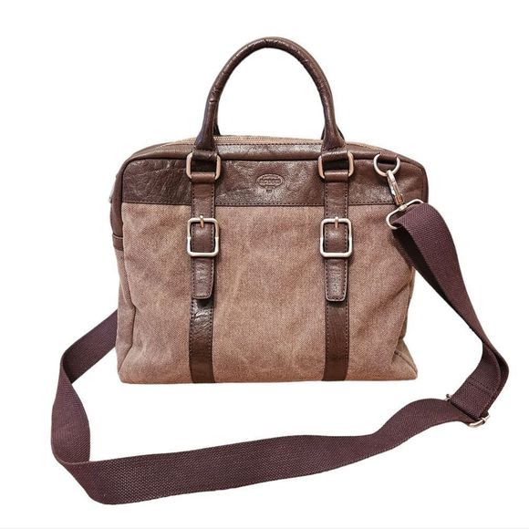 Francesco Rossis Handbags - Francesco Rossis Messenger Laptop Crossbody  Leather Bag Brown.